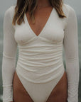 Malibu Surf Suit - Textured Floral / Cloud White