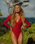 Malibu Surf Suit - Cherry Wine