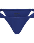 Sienna Swim Cabo high-leg bikini bottom in Sapphire blue featuring double side straps and comfortable coverage in premium Italian Vita fabric.