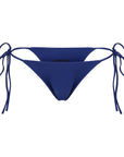 Sienna Swim Tulum tie bikini bottom in Sapphire blue made from premium Italian Vita fabric with adjustable side ties.