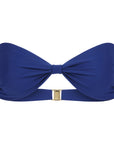 Sienna Swim Santorini bandeau bikini top in Sapphire blue made from premium Italian Vita fabric with a softly cinched front.