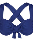 Sienna Swim Cabo underwire bikini top in Sapphire blue featuring ruched cups and premium Italian Vita fabric.