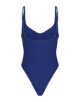 Avila blue underwire one-piece swimsuit in Sapphire back view