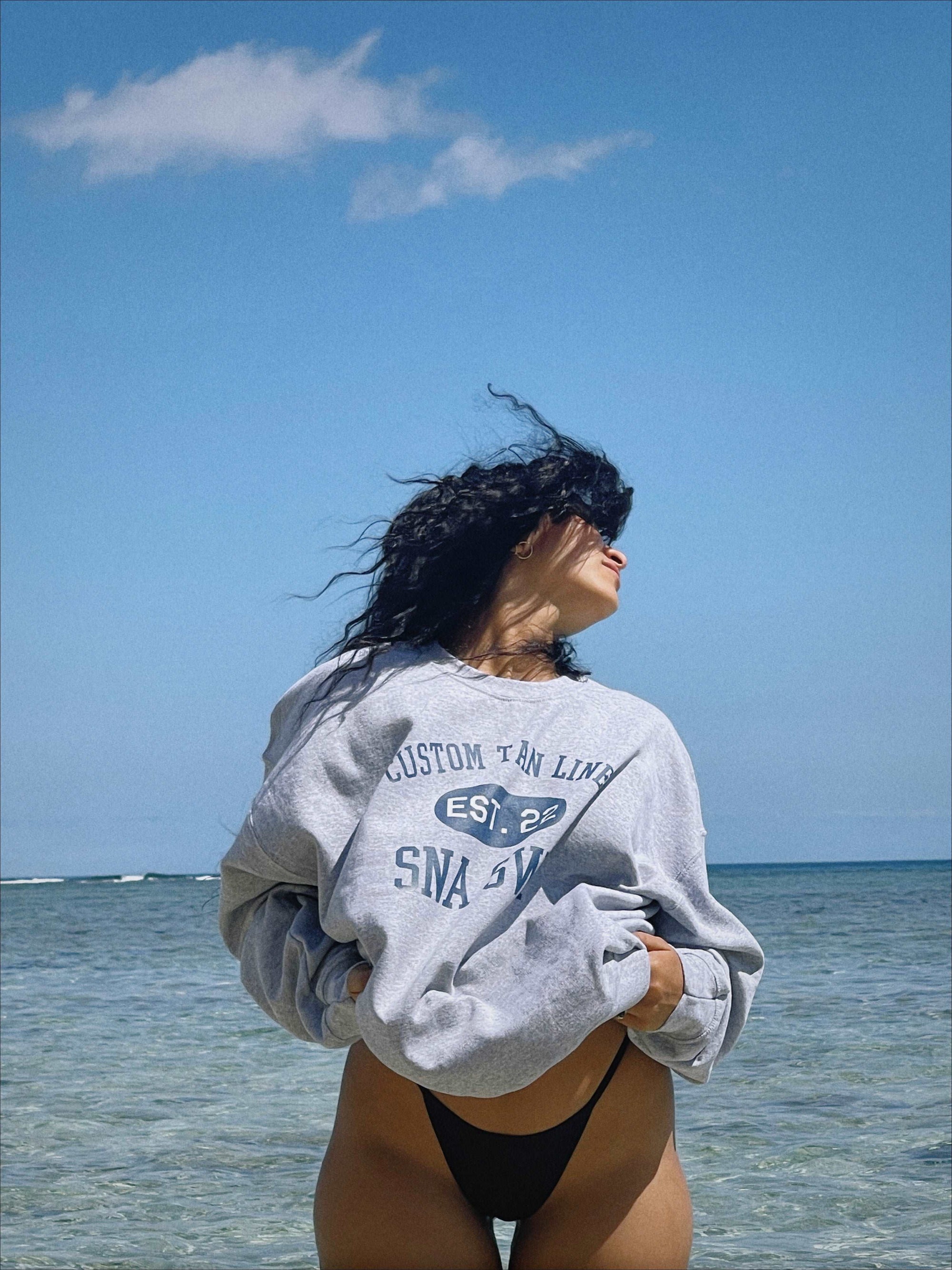 Outerwear: "Custom Tan Lines” oversized sweatshirt