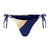 Sienna Swim Nalo tie bikini bottom in Gold Coast featuring adjustable side ties and panel construction in sapphire, cream, and gold.