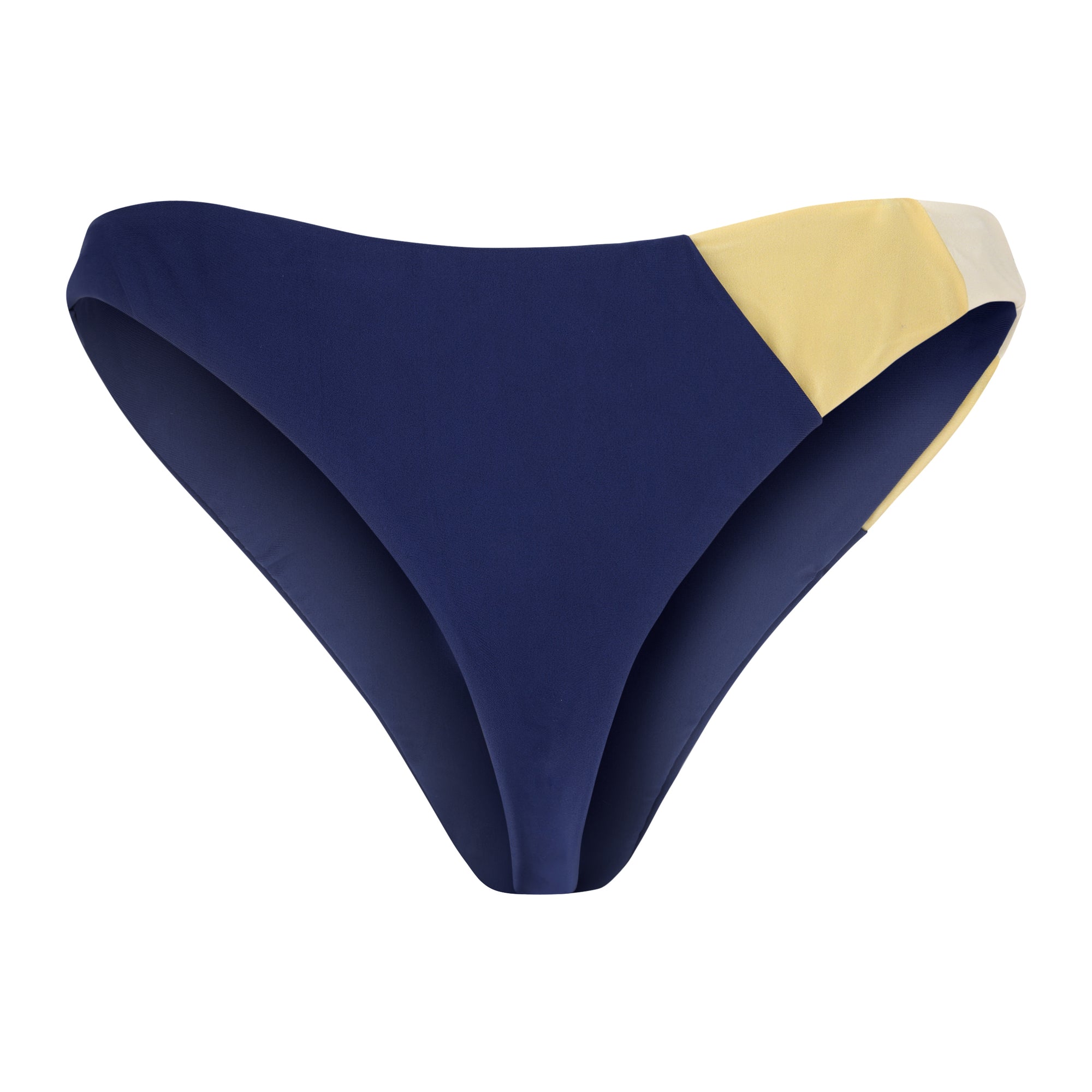 Back view of Sienna Swim Rio bikini bottom in Gold Coast showing panel stitching and color-block construction.