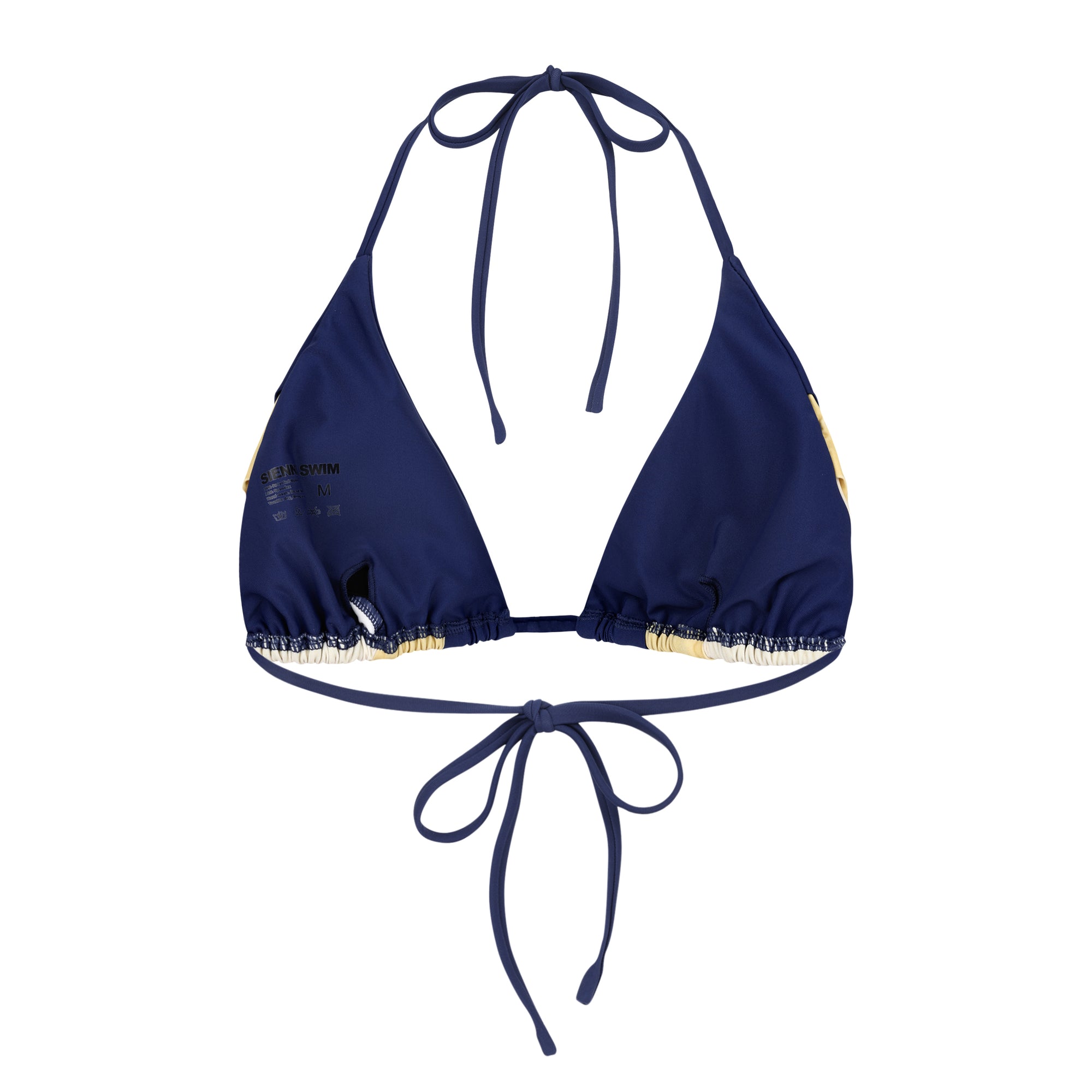 Back view of Sienna Swim Nalo triangle bikini top in Gold Coast with adjustable neck and back ties.