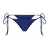 Sienna Swim Tulum tie bikini bottom in Sapphire blue made from premium Italian Vita fabric with adjustable side ties.