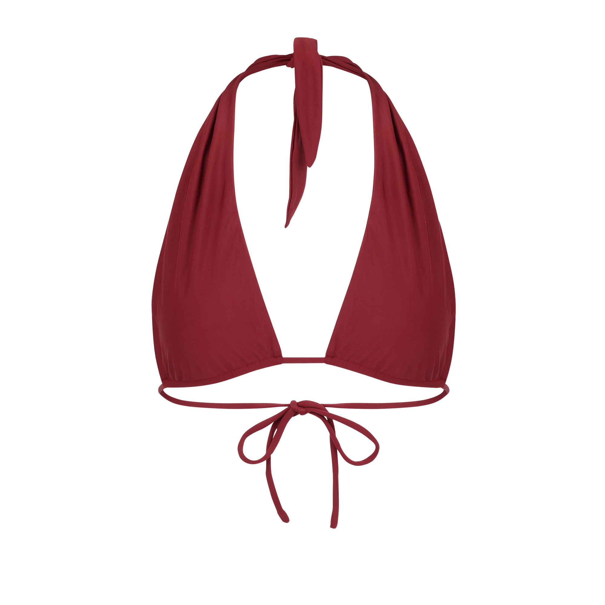 Summerland halter bikini top in Cherry Wine red