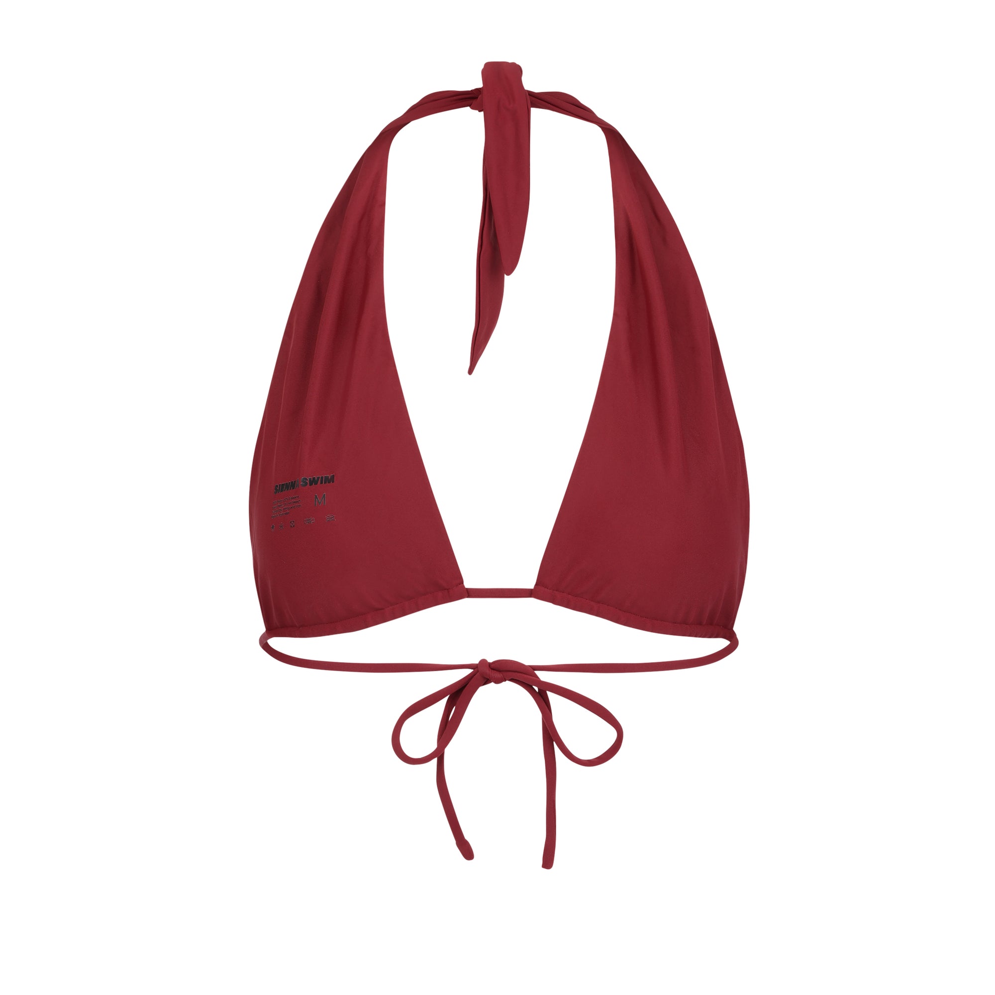 Summerland halter bikini top in Cherry Wine red