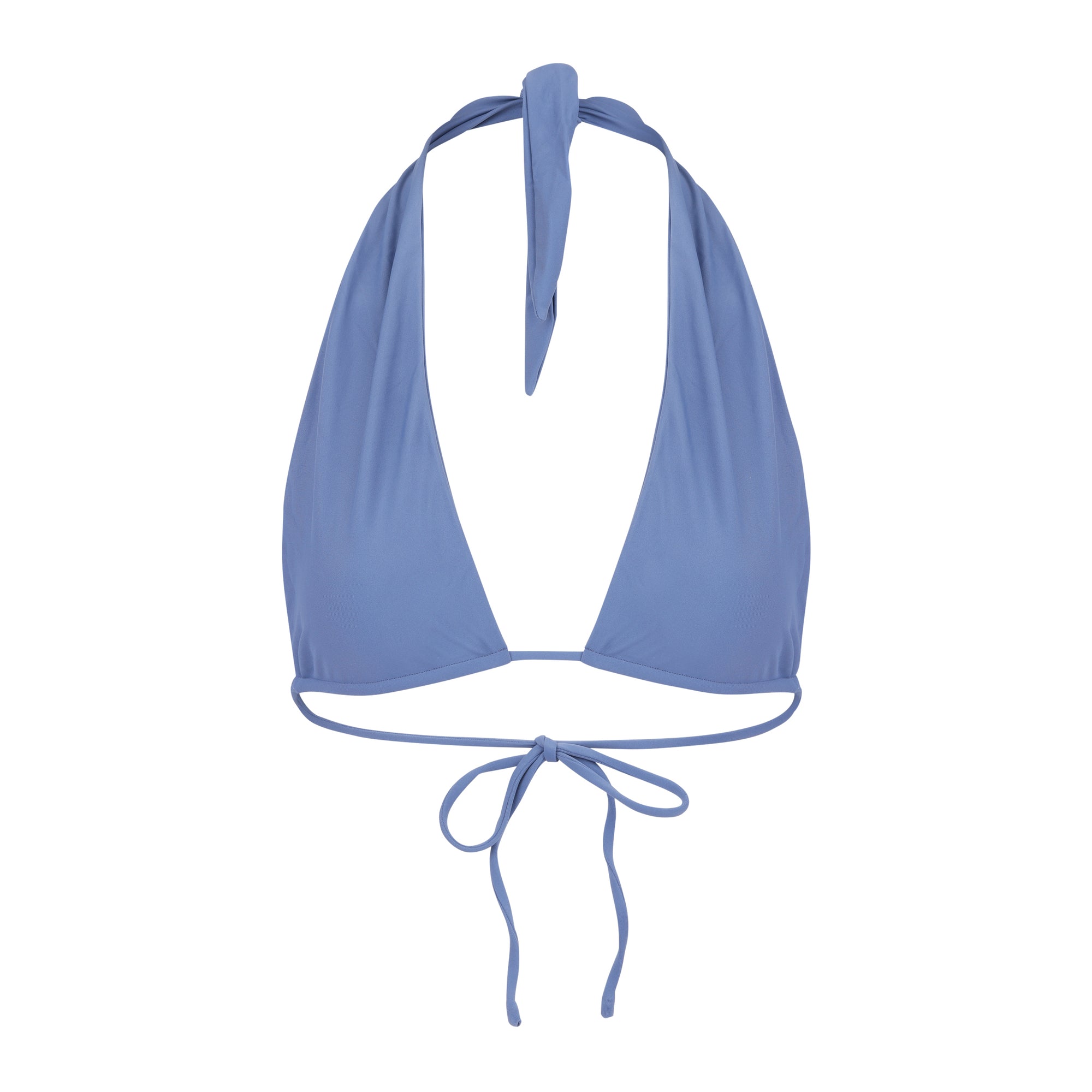 Summerland halter bikini top in Steel blue