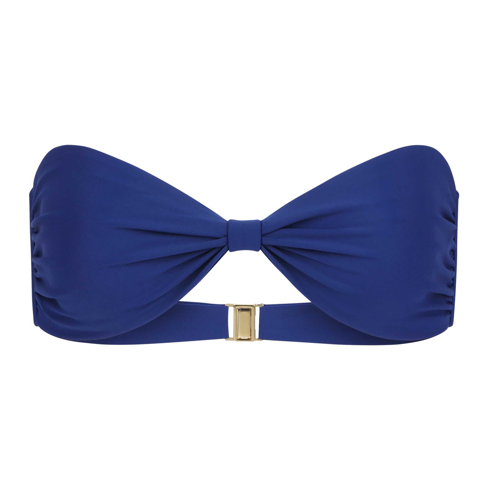 Sienna Swim Santorini bandeau bikini top in Sapphire blue made from premium Italian Vita fabric with a softly cinched front.