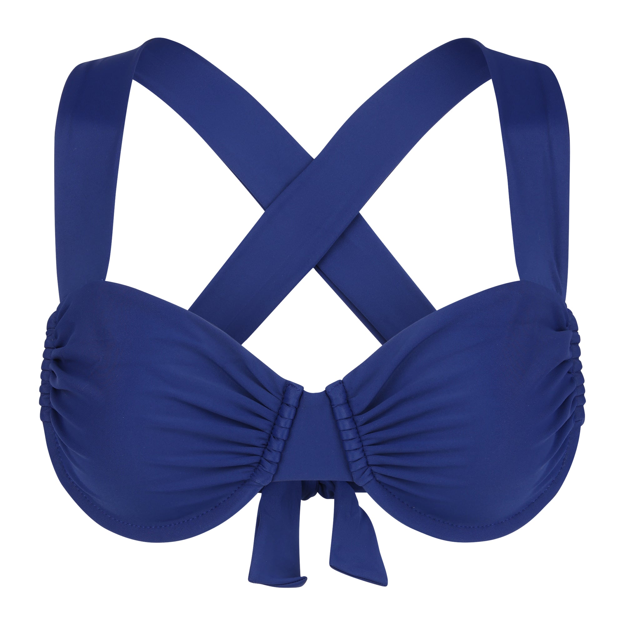 Sienna Swim Cabo underwire bikini top in Sapphire blue featuring ruched cups and premium Italian Vita fabric.