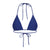 Sienna Swim Tulum triangle bikini top in Sapphire blue made from Italian Vita fabric with adjustable neck and back ties.
