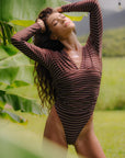 Malibu Surf Suit - Espresso Stripes