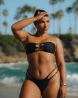 Paloma Beaded Bandeau Top - Black