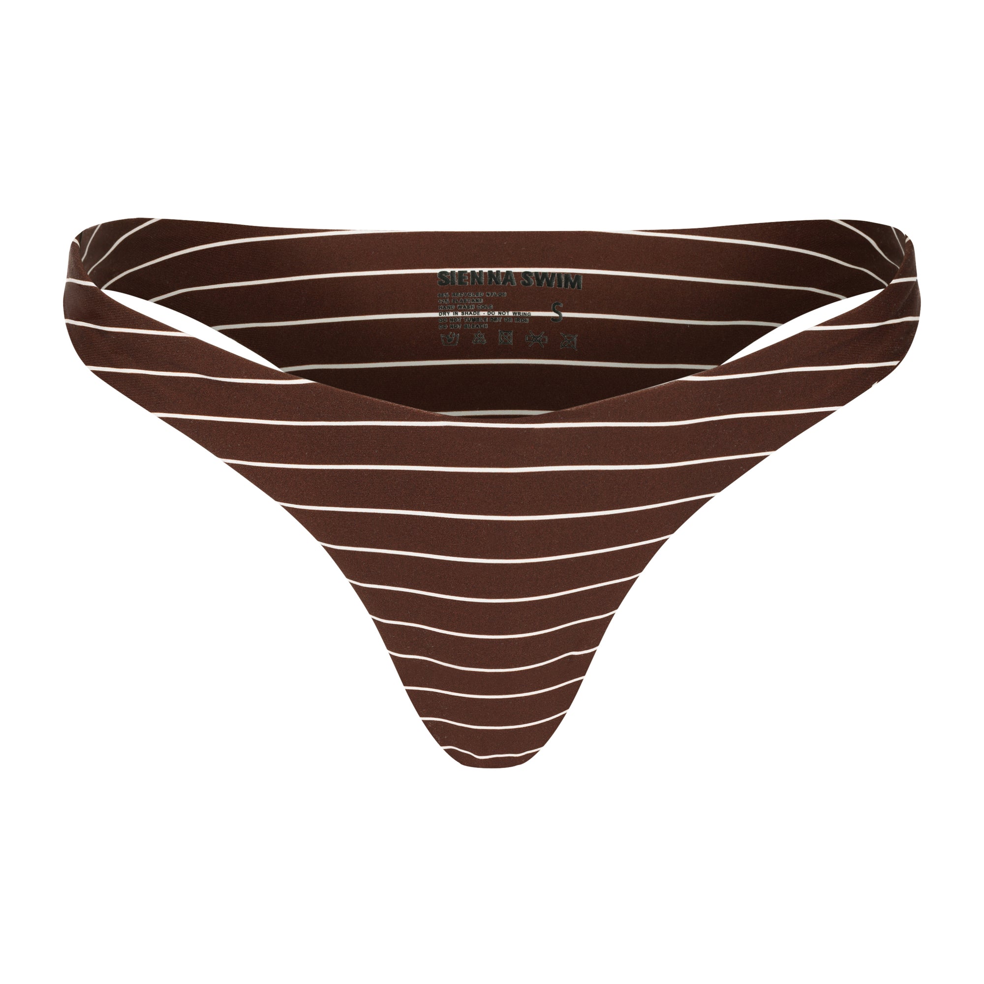 Brown and white bikini bottom on a white background